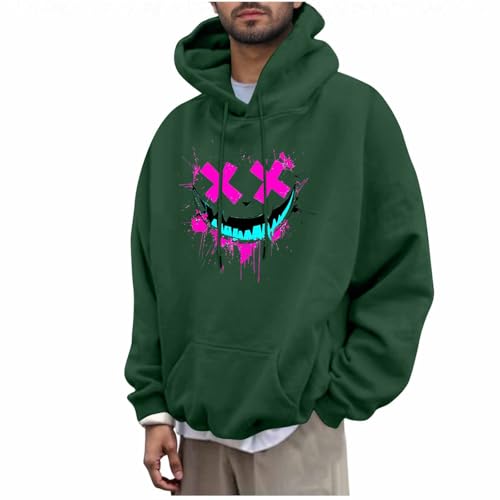 KOG Hoodie für Herren Mode Kapuzenpullover Grafik Sweatshirt mit Kapuze Fashion Pullover Oberteile Warme Kapuzenjacke Herbst Jungen 2025 Slim Fit Kleidung Baumwolle Bekleidung Armeegrün 3XL von KOG