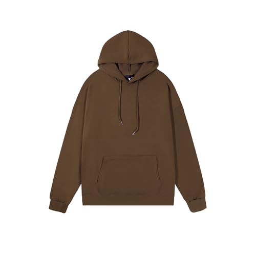 KOG Hoodie für Herren Warme Kapuzenpullover Solid Sweatshirt mit Kapuze Warmes Junge Streetwear 2025 Bekleidung Mode Männer Freizeit Locker Kapuzenjacke Baumwolle Hooded Sweatshirt Khaki M von KOG