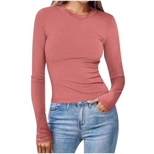 KOG Langarmshirt für Damen Langärmelige Bekleidung Baumwolle Einfarbige Blusen Basic Langärmlige T-Shirt Amazon Gutschein Frau Longshirt Mode Einfarbig Oberteile Gutscheine Wassermelonenrot M KOG Langarmshirt für Damen Langärmelige Bekleidung Baumwolle Einfarbige Blusen Basic Langärmlige T-Shirt Amazon Gutschein Frau Longshirt Mode Einfarbig Oberteile Gutscheine Wassermelonenrot M von KOG