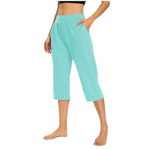 KOG Outlet Amazon 3/4 Hose Damen Cargohose Elegante Sommerhose Baumwolle Elegant Cargo Hose Frau Jogginghose Lässig Outdoorhose Weiß Marlenehose Oversized Schlaghosen Gutschein Mintgrün XL von KOG