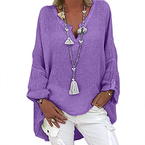 KOG Outlet Angebote Langarmshirt Damen Langarm Leinenbluse Bekleidung Einfarbig Tshirt Basic Baumwolle Leinen Longshirt Frau Blusenshirt Warme Shirt V-Ausschnitt Amazon Gutschein Lila L KOG Outlet Angebote Langarmshirt Damen Langarm Leinenbluse Bekleidung Einfarbig Tshirt Basic Baumwolle Leinen Longshirt Frau Blusenshirt Warme Shirt V-Ausschnitt Amazon Gutschein Lila L von KOG