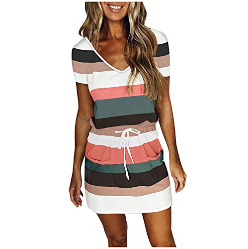 KOG Outlet Angebote Sommerkleider Damen Sommerkleid Elegante Blusen Kleider Mode Motiv Teenager Mode Blusen Kleid Leicht Freizeitkleider Kleid Baumwolle Brautjungfernkleider Angebote Grün XL von KOG