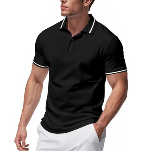 KOG Poloshirt Herren Polo Shirt Kurzarm Bekleidung Grafik Drucken Tshirts Vintage Baumwolle Shirts Sale Angebote Männer Wandershirt Leicht 2025 Freizeitshirt Warehouse Deal Schwarz 4XL von KOG