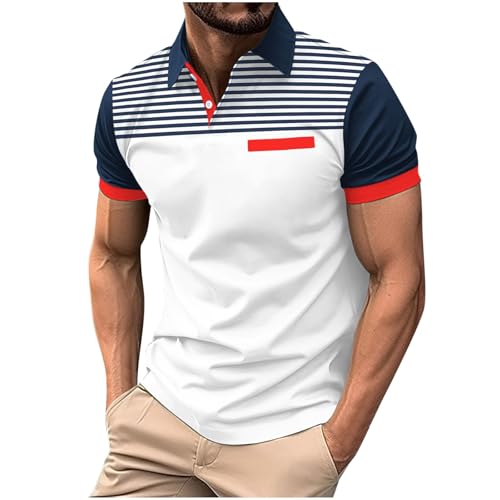 KOG Poloshirt Herren Polohemd Kurzarm Kleidung Einfarbig Shirt Loose Fit Baumwolle Bekleidung Wandershirt Bequemes Streetwear Männer Casual Top Weiß M von KOG