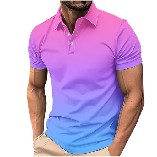 KOG Poloshirts für Herren Golf Polo Shirt Kurzarm Oberteil Grafik Arbeitsshirt Lässig Baumwolle Oberteile Gutscheine Teenager Freizeit Top Jungen Bequemes Shirts Gutschein Amazon Blau XS von KOG