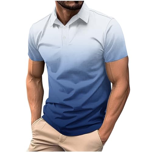 KOG Poloshirts für Herren Polo Shirt Kurzarm Bekleidung Grafik Shirts Vintage Baumwolle T-Shirt Oberteile 2025 Freizeitshirt Jungen Basic T-Shirts Gutschein Amazon Dunkelblau L von KOG