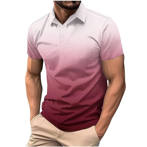 KOG Poloshirts für Herren Polo Shirt Kurzarm Bekleidung Grafik Shirts Vintage Baumwolle T-Shirt Oberteile 2025 Freizeitshirt Jungen Basic T-Shirts Gutschein Amazon Knalliges Pink 4XL von KOG