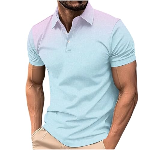 KOG Poloshirts für Herren Polohemd Kurzarm Bekleidung Grafik Drucken T-Shirts Baumwolle Oberteile Herren Tshirt Sale Teenager T-Shirt Fashion Streetwear Jungen Lässig Tshirt Angebote Hellblau 3XL von KOG