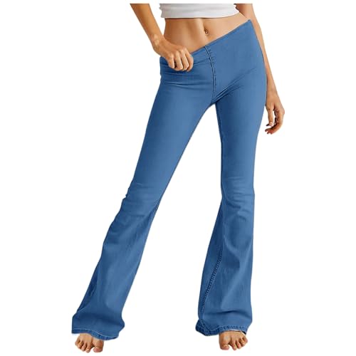 KOG Prime Damen Jeans Jeanshose Hose Leichte Sommerhose für Damen Leicht Baumwolle Cargohosen Frau Wanderhose Freizeit Weites Bein Chino Hose Loungehose Amazon Warehouse Deal Himmelblau XL von KOG
