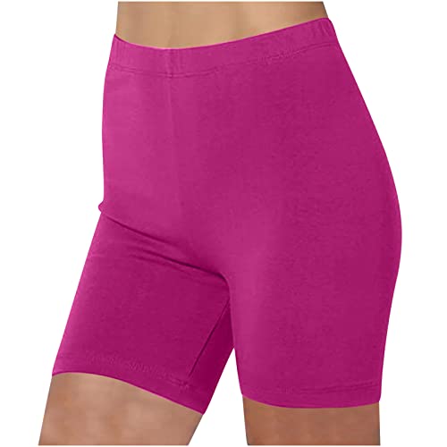 KOG Prime Damen Shorts Kurze Leggings High Waist Baumwolle Sommer Hosen Radlerhose Kurze Sporthose Blickdicht Sportshorts Trainingshose Gym Shorts Yoga Shorts Unterhosen Gutschein Heißes Rosa 3XL von KOG