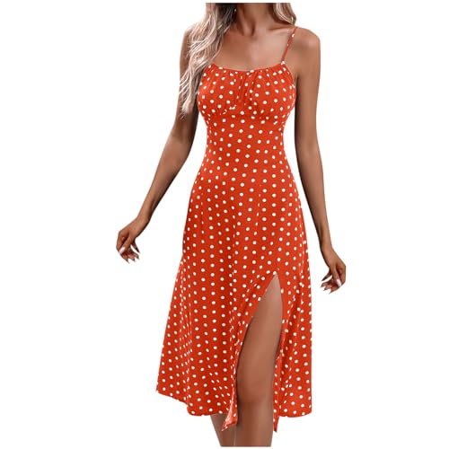 KOG Prime Sommerkleider Damen Sommerkleid Elegant Freizeitkleid Einfarbig Casual Oberteil T-Shirt Kleid Kurzarm Frauen Strandkleid Kleider Baumwolle Kleid Hochzeitsgast Angebote Wassermelonenrot XL von KOG