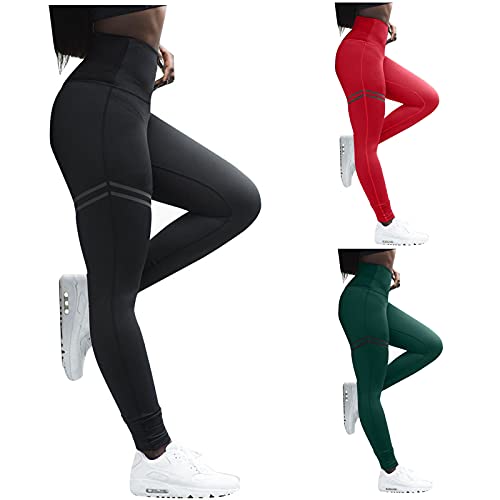 KOG Sale Damen Damen Leggings High Waist Leggins Blickdichte Gym Leggings Elegante Gym Hose Frauen Jogginghosen Mode Motiv Sporthose Outdoor Hose Oversized Trekkinghose Gutschein Schwarz XL von KOG