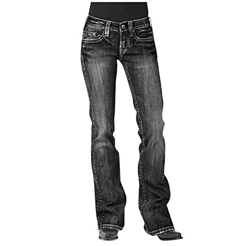 KOG Sale Damen Jeans Damen Jeanshose Hose Musselin Sommerhose Baumwolle Sommer Cargo Hosen Frau Outdoorhose Einfarbig Vintage Wanderhose Skinny Freizeithose Warehouse Deal Schwarz M von KOG