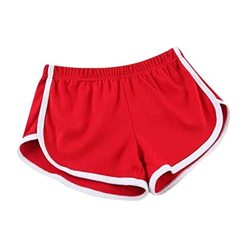 KOG Sport Shorts Damen Locker Pyjamahose Kurz Schlafanzughose Kurz Damen Tshirt Sale Sexy Yogahose Sporthose Elegant Yoga Shorts Baumwolle Blitzangebote des Tages Rot S von KOG