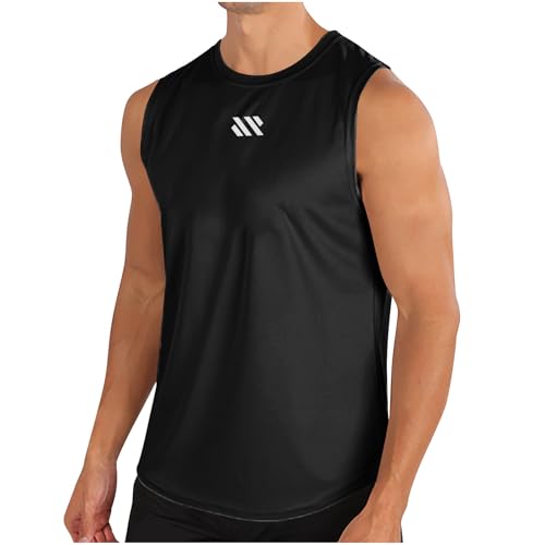 KOG Sport Tank Top Herren Tanktop Sommer Unterhemd Ärmelloses Oberteil Einfarbig T-Shirt Mode Baumwolle Bekleidung Angebote Junge T-Shirts Weste Basic Freizeitshirt Schwarz XL von KOG