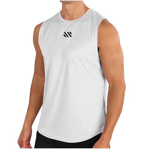 KOG Sport Tank Top Herren Tanktop Sommer Weste Ärmelloses Bekleidung Einfarbig Oberteil Lose Baumwolle Oberteile Outlet Angebote Junge Tops Gym Teenager Basic Unterhemd Amazon Basics Weiß 3XL von KOG