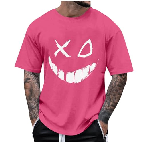 KOG T-Shirts für Herren Sommer Shirts Kurzarm Oberteil Mode Motiv Freizeitshirt Loose Fit Baumwolle Sportshirt Gutschein Männer Top 2025 Tops Teenager Lose Oberteile Sale Angebote Rot 4XL von KOG