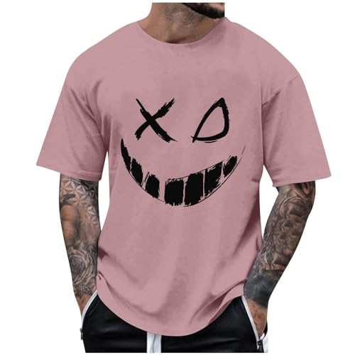 KOG T-Shirts für Herren Sommer Shirts Kurzarm Oberteile Grafik T Shirts Loose Fit Baumwolle Bekleidung Warehouse Deal Jungen Top Gym Sportshirt Junge Mode Arbeitsshirt Prime Rosa 3XL von KOG