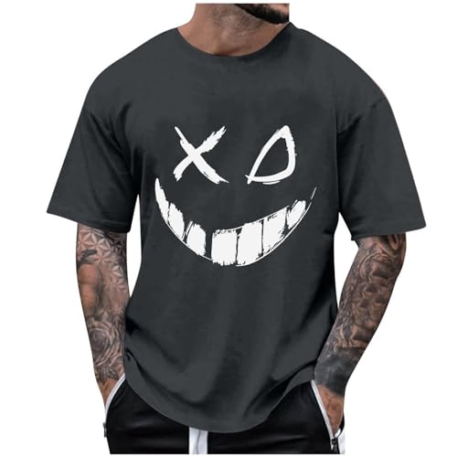 KOG T-Shirts für Herren Sommer T Shirt Kurzarm Kleidung Mode Motiv T Shirts Basic Baumwolle Shirt Warehouse Deal Junge Tops Gym Freizeitshirt Männer Oversized Oberteile Angebote Grau 3XL von KOG