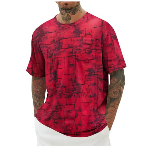 KOG T-Shirts für Herren Sommer T Shirts Kurzarm Kleidung Mode Motiv Bekleidung Freizeit Baumwolle Shirt Gutschein Männer Basic Shirts Lässig T Shirt Outlet Angebote Rot L von KOG