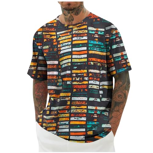 KOG T-Shirts für Herren Sommer T Shirts Kurzarm Tshirts Grafik Freizeitshirt Gym Baumwolle T Shirt Gutscheine Junge Top Business Bekleidung Männer Mode Oberteil Outlet Mehrfarbig 5XL von KOG