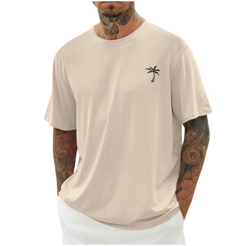 KOG T-Shirts für Herren Sommer T Shirts Kurzarm Tshirts Mode Motiv T Shirt Mode Baumwolle Kleidung Männer Oberteile 2025 Tshirt Teenager Poloshirt Khaki XXL von KOG