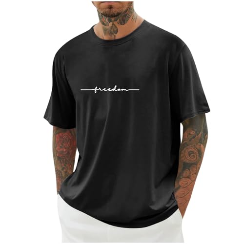 KOG T-Shirts für Herren Sommer T Shirts Kurzarm Tshirts Tie-Dye Muster Arbeitsshirt Baumwolle Shirt Prime Junge Tops Business Shirts Männer Oversize Tshirt Amazon Basics Schwarz XXL von KOG