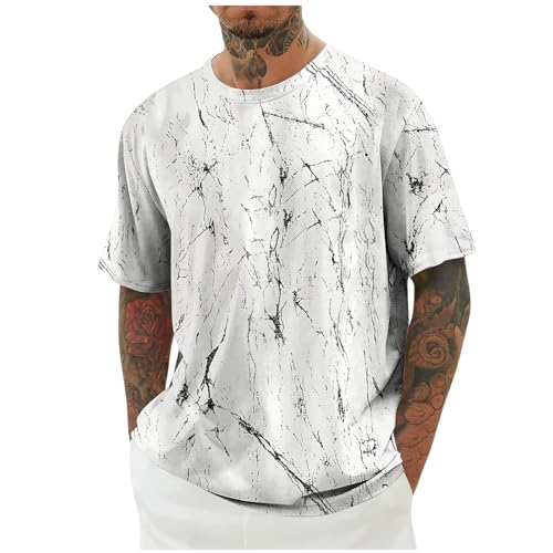 KOG T-Shirts für Herren Sommer Tshirts Kurzarm Bekleidung Grafik Oberteile Business Baumwolle Laufshirt Männer Arbeitsshirt 2025 Freizeitshirt Teenager Freizeit Shirt Weiß XXL von KOG