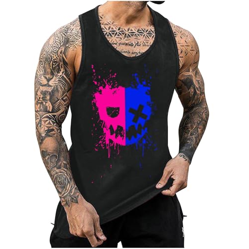 KOG Tank Top Herren Sport Tanktop Sommer Muskelshirt Ärmelloses Bekleidung Grafik T-Shirts Leicht Baumwolle Tshirts Tops Shirts Junge Fashion T-Shirt Schwarz 3XL von KOG