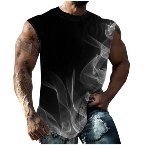 KOG Tank Top Herren Sport Tanktop Sommer Muskelshirt Ärmelloses Shirt Grafik Tshirts Gym Baumwolle Freizeitshirt Jungen Oberteil Freizeit Top Kleidung Grau 5XL von KOG