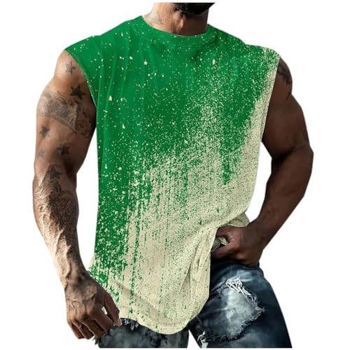 KOG Tank Top Herren Sport Tanktop Sommer Muskelshirt Ärmelloses Shirt Grafik Tshirts Gym Baumwolle Freizeitshirt Warehouse Deal Jungen Oberteil Freizeit Top Kleidung Gutschein Amazon Grün 5XL von KOG