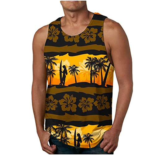 KOG Tank Top Herren Sport Tanktop Sommer Muskelshirt Ärmelloses T-Shirt Grafik Tshirts Casual Baumwolle Oberteile Jungen Kleidung Leicht Shirt Teenager Unterhemd Angebote Braun 3XL von KOG