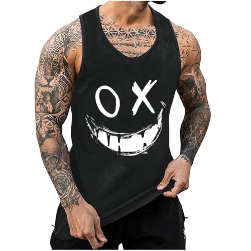 KOG Tank Top Herren Sport Tanktop Sommer Muskelshirt Ärmelloses Tshirts Mode Motiv Lose Baumwolle Streetwear Prime Tops 2025 Sportshirt Teenager Leicht Tshirt Amazon Basics Schwarz M von KOG