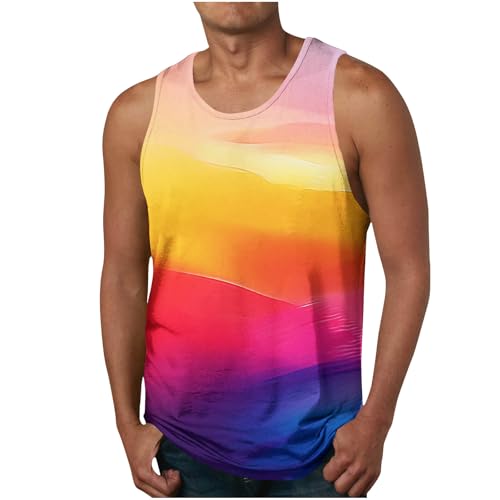 KOG Tank Top Herren Sport Tanktop Sommer Muskelshirts Ärmelloses Tshirt Mode Motiv Lässig Baumwolle Freizeitshirt Amazon Gutschein Männer Oberteile Gym Top Jungen Wandershirt Prime Orange 6XL von KOG