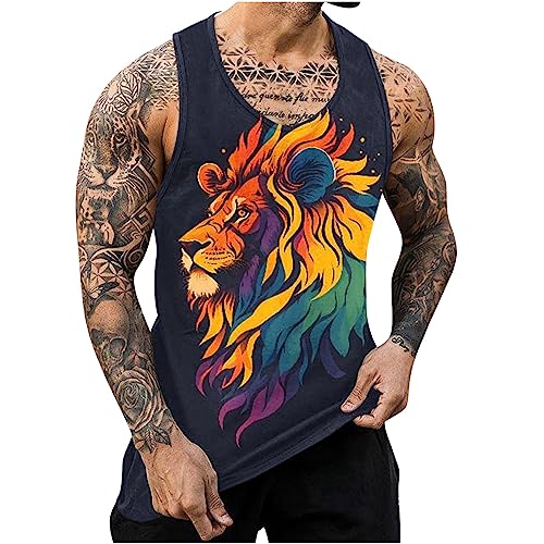 KOG Tank Top Herren Sport Tanktop Sommer Muskelshirts Ärmelloses Tshirts Grafik Freizeit Baumwolle Muskelshirt Prime Freizeitshirt Bequemes T-Shirt Jungen Unterhemd Warehouse Deal Gelb 3XL von KOG