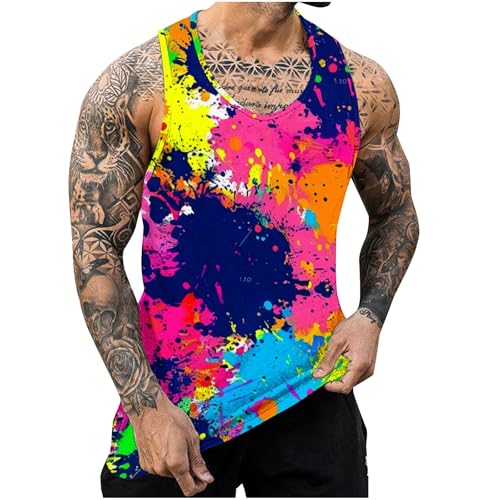KOG Tank Top Herren Sport Tanktop Sommer Muskelshirts Ärmelloses Unterhemd Grafik Bekleidung Loose Fit Baumwolle Shirts Prime Junge Oberteil Top Jungen Tops Outlet Angebote Rot XXL von KOG