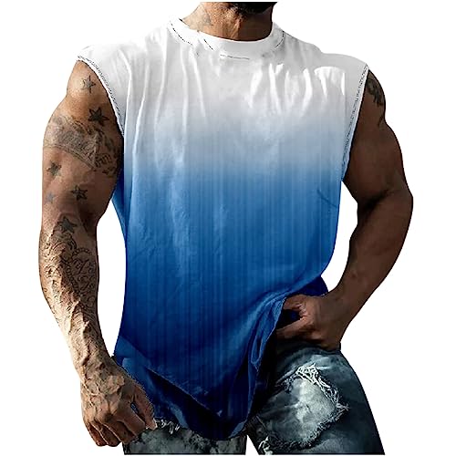 KOG Tank Top Herren Sport Tanktop Sommer Sportshirt Ärmelloses Oberteile Grafik Mode Baumwolle Wandershirt Warehouse Deal T-Shirts Lässig Top Teenager Muskelshirts Outlet Amazon Blau 3XL von KOG