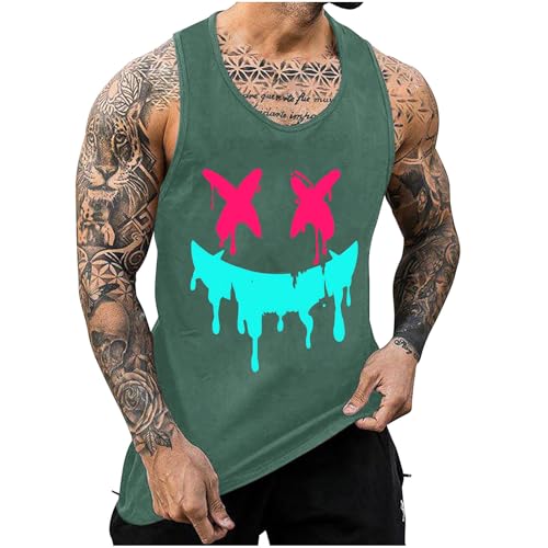 KOG Tank Top Herren Sport Tanktop Sommer Unterhemd Ärmelloses Kleidung Grafik Tshirt Fashion Baumwolle Muskelshirts Junge Tops T-Shirts Männer 2025 Tshirts Armeegrün M von KOG