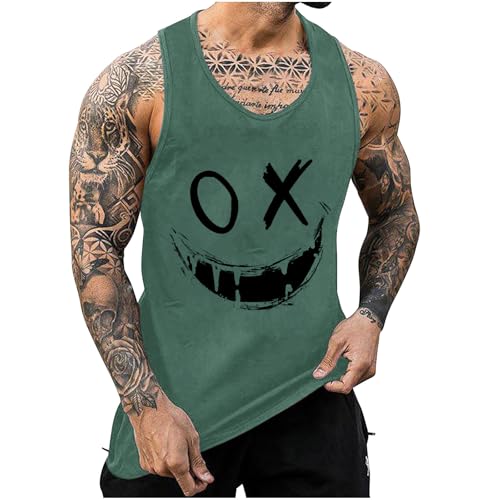 KOG Tank Top Herren Sport Tanktop Sommer Unterhemd Ärmelloses Muskelshirts Grafik T-Shirt Gym Baumwolle Oberteile Junge Sportshirt Mode Tshirts Bodybuilding Tops Armeegrün M von KOG