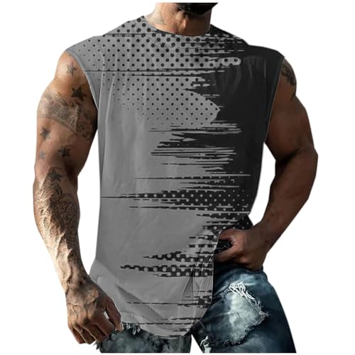 KOG Tank Top Herren Sport Tanktop Sommer Unterhemd Ärmelloses Shirt Mode Motiv 2025 Baumwolle Freizeitshirt Junge T-Shirts Fashion Tshirt Teenager Bekleidung Grau L von KOG