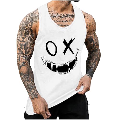 KOG Tank Top Herren Sport Tanktop Sommer Unterhemd Ärmelloses Shirts Grafik Tshirts Bequemes Baumwolle Shirt Herren Fashion Tops Jungen 2025 T-Shirt Weiß XXL von KOG
