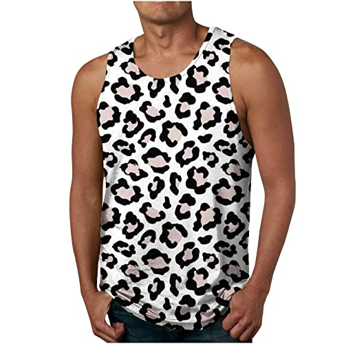 KOG Tank Top Herren Sport Tanktop Sommer Unterhemd Ärmelloses Tshirt Tie-Dye Muster Arbeitsshirt Basic Baumwolle Shirts Gutscheine Tshirts Lose Sportshirt Männer Oberteil Gutschein Weiß 6XL von KOG