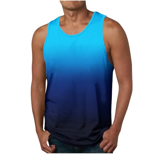 KOG Tank Top Herren Sport Tanktop Sommer Unterhemd Ärmelloses Tshirts Grafik Oberteile Training Baumwolle Arbeitsshirt Gutschein Jungen Shirt Basic Wandershirt Männer Tops Angebote Blau 3XL von KOG