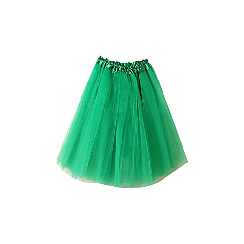 KOG Tüllrock Damen Tutu Rock 50Er Rockabilly Petticoat Karneval Kostüm Glitzer Festival Outfit Ballkleid Ballettrock Cosplay Festliche Minirock Partykleid Unterrock Tanzrock Tanzkleid Grün von KOG