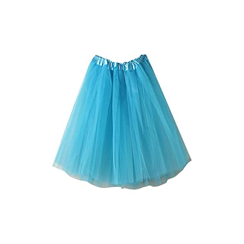 KOG Tüllrock Damen Tutu Rock 50Er Rockabilly Petticoat Karneval Kostüm Glitzer Festival Outfit Ballkleid Ballettrock Cosplay Festliche Minirock Partykleid Unterrock Tanzrock Tanzkleid Himmelblau von KOG