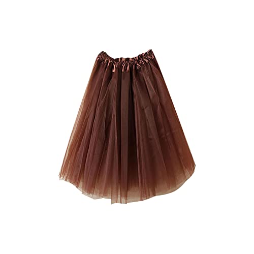 KOG Tüllrock Damen Tutu Rock 50Er Rockabilly Petticoat Karneval Kostüm Glitzer Festival Outfit Ballkleid Ballettrock Cosplay Festliche Minirock Partykleid Unterrock Tanzrock Tanzkleid Kaffee von KOG