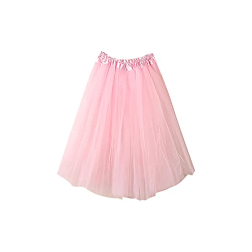 KOG Tüllrock Damen Tutu Rock 50Er Rockabilly Petticoat Karneval Kostüm Glitzer Festival Outfit Ballkleid Ballettrock Cosplay Festliche Minirock Partykleid Unterrock Tanzrock Tanzkleid Rosa von KOG