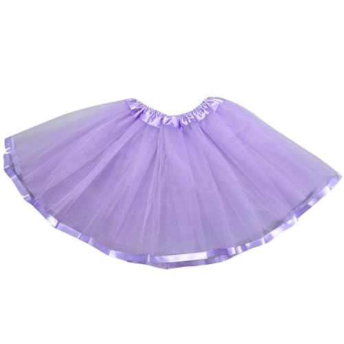 KOG Tüllrock Kinder Mädchen Tütü Tutu Rock 1-9 Jahre Rockabilly Petticoat Karneval Kostüm Glitzer Festival Outfit Unterrock Tanzrock Tanzkleid Ballkleid Ballettrock Festliche Minirock Lila von KOG