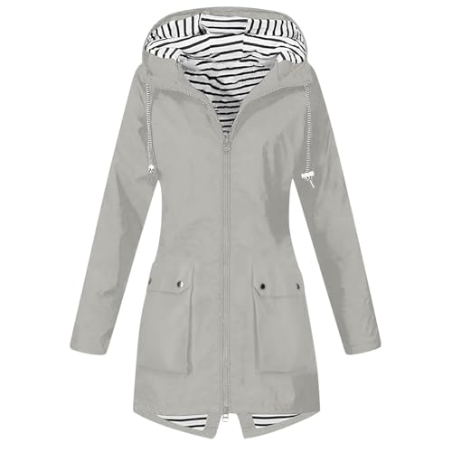 KOG Übergangsjacke Damen Regenjacke Wasserdicht Regenmantel Windbreaker mit Kapuze Fahrradjacke Regencape Regenjacken Windjacke Wanderjacke Outdoor Jacken Grau M KOG Übergangsjacke Damen Regenjacke Wasserdicht Regenmantel Windbreaker mit Kapuze Fahrradjacke Regencape Regenjacken Windjacke Wanderjacke Outdoor Jacken Grau M von KOG