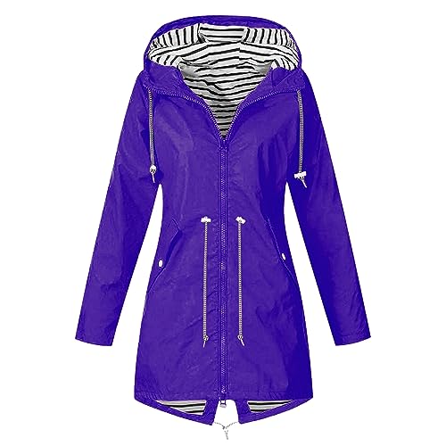 KOG Übergangsjacke Damen Regenjacke Wasserdicht Regenmantel Windbreaker mit Kapuze Fahrradjacke Regencape Regenjacken Windjacke Wanderjacke Outdoor Jacken Prime Lila 5XL KOG Übergangsjacke Damen Regenjacke Wasserdicht Regenmantel Windbreaker mit Kapuze Fahrradjacke Regencape Regenjacken Windjacke Wanderjacke Outdoor Jacken Prime Lila 5XL von KOG